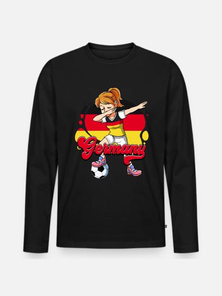 Deutschland Fußball - Männer Premium Bio Langarmshirt - Schwarz