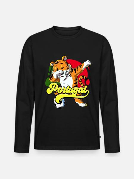Portugal Fußball - Männer Premium Bio Langarmshirt - Schwarz
