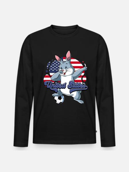 Usa Fußball - Männer Premium Bio Langarmshirt - Schwarz