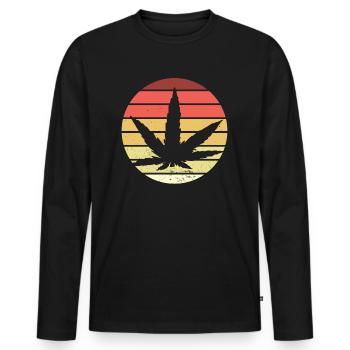 Cannabis leaf Retro Sunset - Men's Premium Organic Long Sleeve Shirt - black - Front - Nico (187cm)