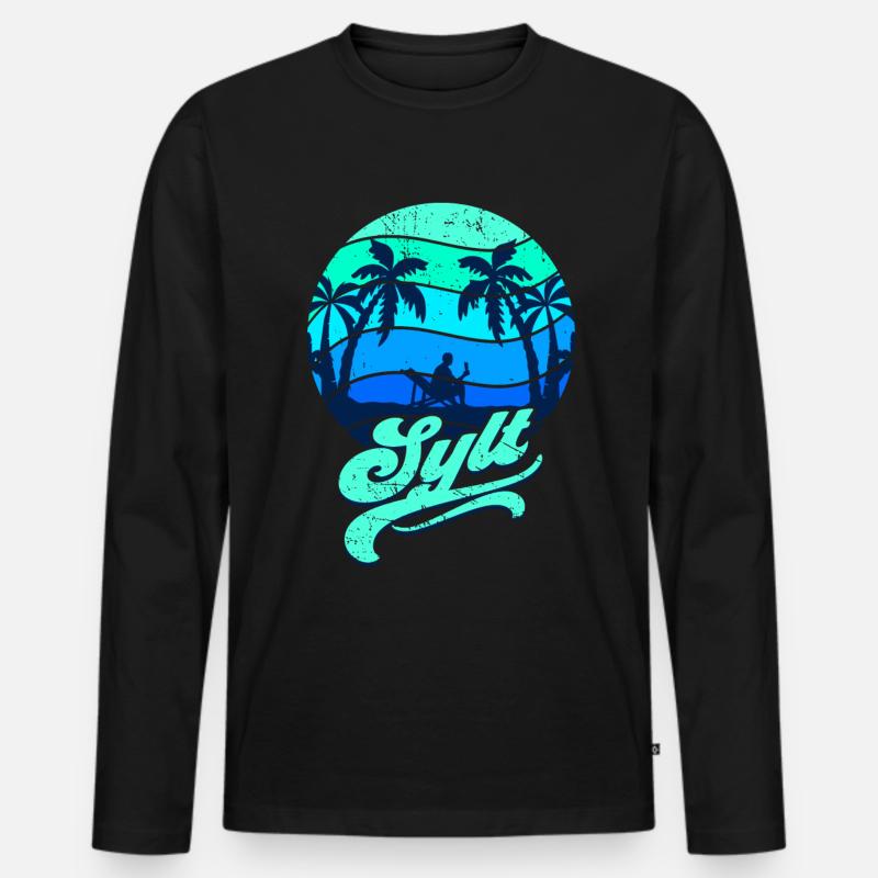 Sylt - Männer Premium Bio Langarmshirt - Schwarz