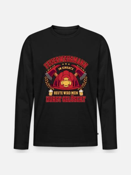 Feuerwehrmann Im Einsatz Feuerwehr - Männer Premium Bio Langarmshirt - Schwarz