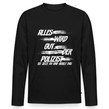 Polizist Polizei - Männer Premium Bio Langarmshirt - Schwarz - Vorne - Nico (187cm)