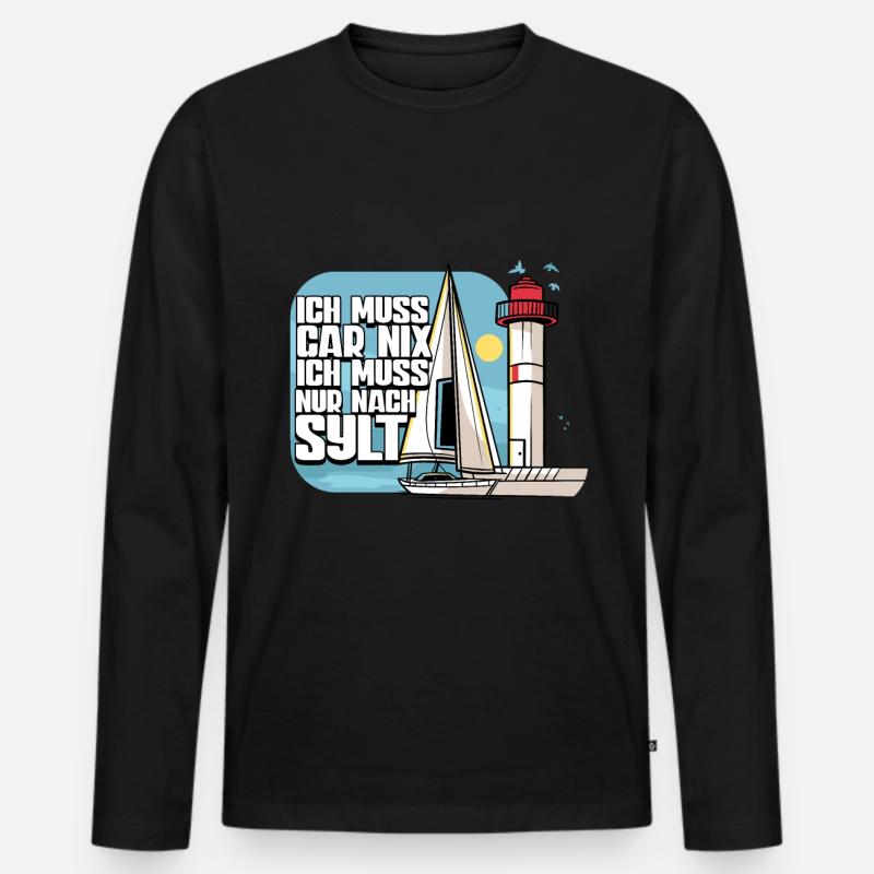 Sylt - Männer Premium Bio Langarmshirt - Schwarz
