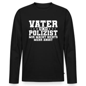 Polizist Polizei Papa - Männer Premium Bio Langarmshirt - Schwarz - Vorne - Nico (187cm)