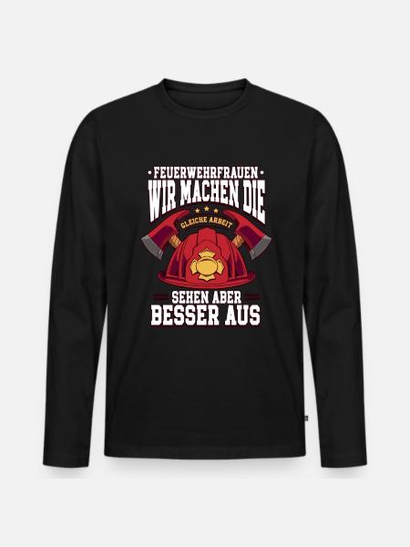 Feuerwehrfrauen Feuerwehrfrau - Männer Premium Bio Langarmshirt - Schwarz