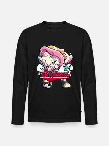 England Fußball - Männer Premium Bio Langarmshirt - Schwarz
