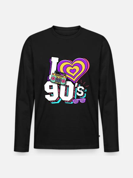 90-talet jag älskar 90-talet - Ekologisk långärmad premium-T-shirt herr - svart
