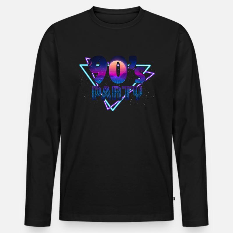 90s Party 90er Jahre - Männer Premium Bio Langarmshirt - Schwarz