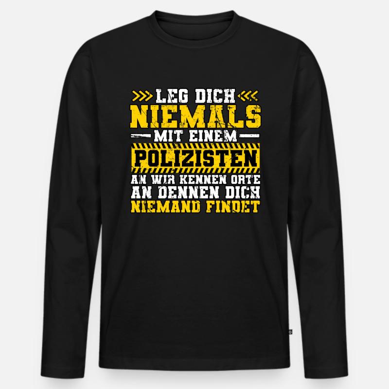 Polizist Polizei - Männer Premium Bio Langarmshirt - Schwarz
