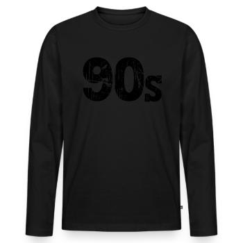 90er Jahre 90s - Männer Premium Bio Langarmshirt - Schwarz - Vorne - Nico (187cm)