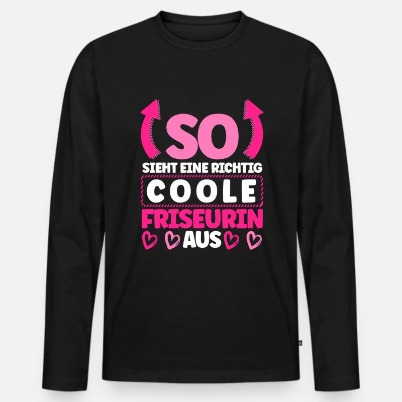 Friseurin - Männer Premium Bio Langarmshirt - Schwarz