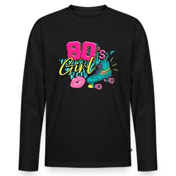 80er Jahre 80s Girl - Männer Premium Bio Langarmshirt - Schwarz - Vorne - Nico (187cm)
