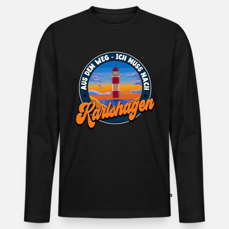 Karlshagen - Männer Premium Bio Langarmshirt - Schwarz