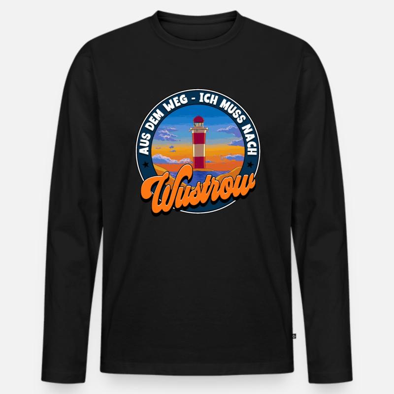 Wustrow - Männer Premium Bio Langarmshirt - Schwarz