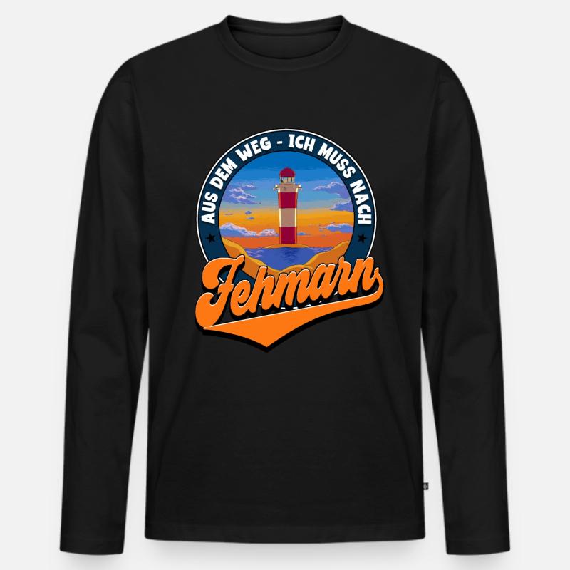 Fehmarn - Männer Premium Bio Langarmshirt - Schwarz
