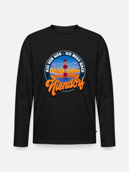 Niendorf - Männer Premium Bio Langarmshirt - Schwarz