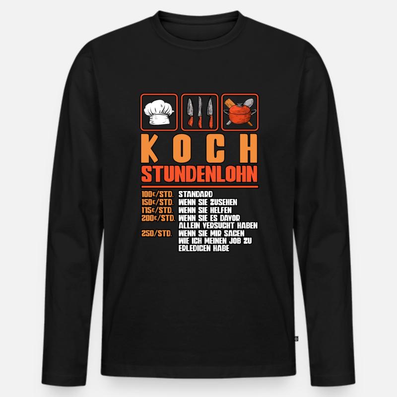 Koch - Männer Premium Bio Langarmshirt - Schwarz