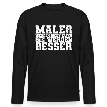 Maler - Männer Premium Bio Langarmshirt - Schwarz - Vorne - Nico (187cm)