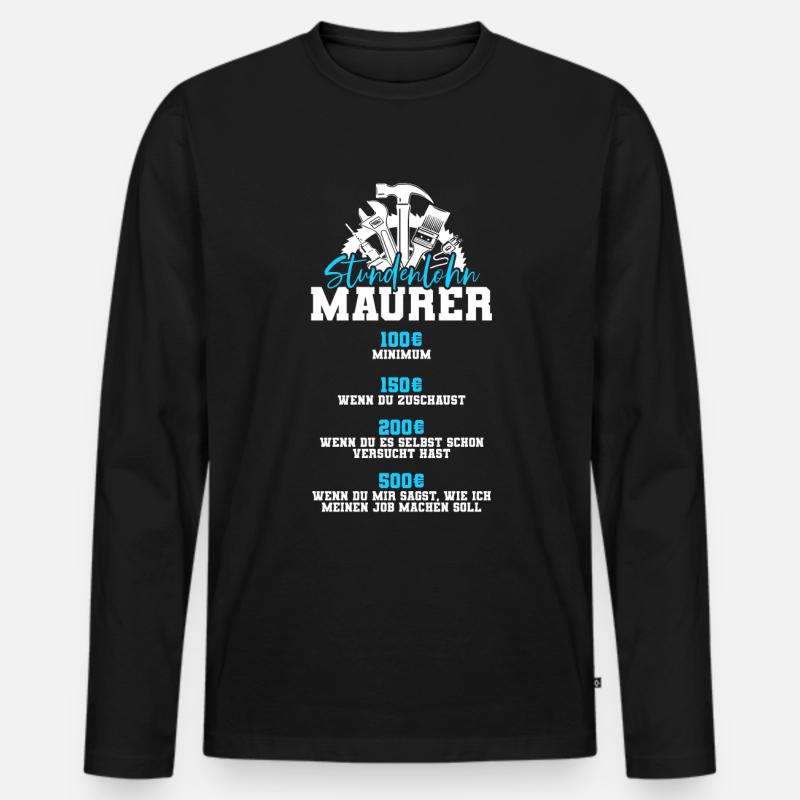 Maurer - Männer Premium Bio Langarmshirt - Schwarz