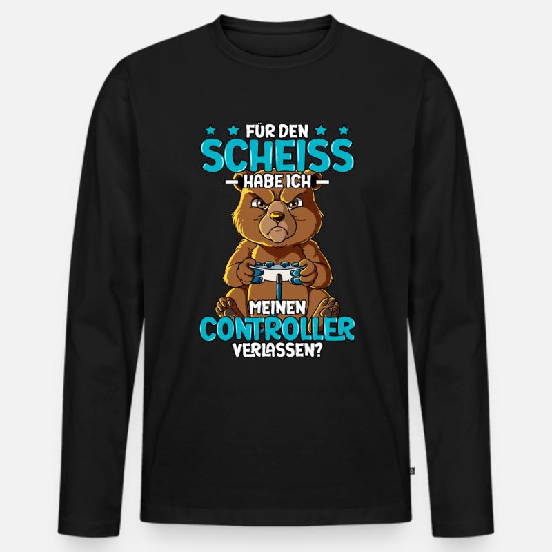 Zocken Gaming - Männer Premium Bio Langarmshirt - Schwarz