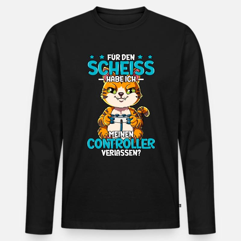 Zocken Gaming - Männer Premium Bio Langarmshirt - Schwarz