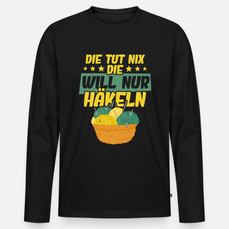 Häkeln - Männer Premium Bio Langarmshirt - Schwarz
