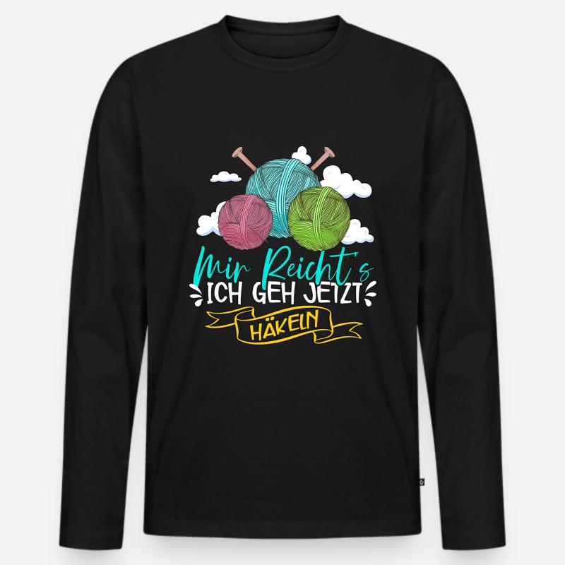 Häkeln - Männer Premium Bio Langarmshirt - Schwarz