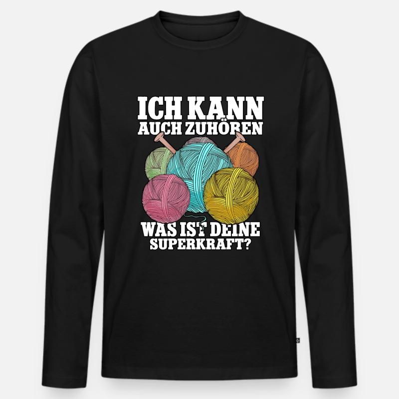 Häkeln - Männer Premium Bio Langarmshirt - Schwarz