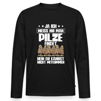 Pilzsammler Pilz Sucher - Männer Premium Bio Langarmshirt - Schwarz - Vorne - Nico (187cm)