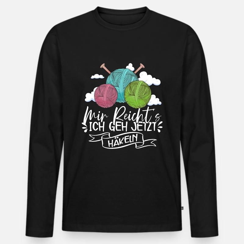 Häkeln - Männer Premium Bio Langarmshirt - Schwarz