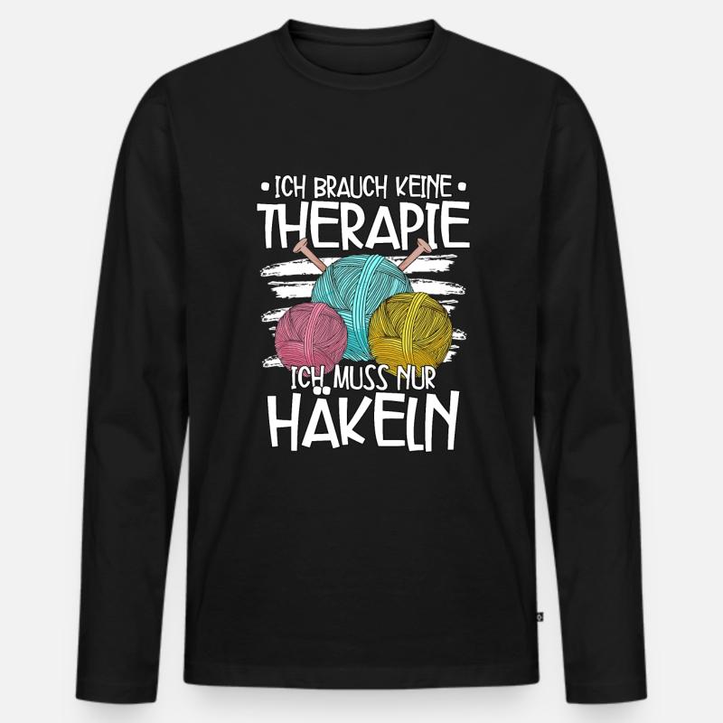 Häkeln - Männer Premium Bio Langarmshirt - Schwarz