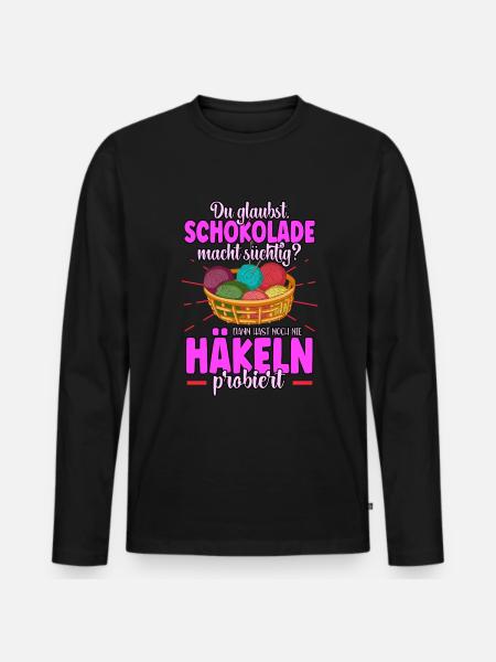 Häkeln - Männer Premium Bio Langarmshirt - Schwarz