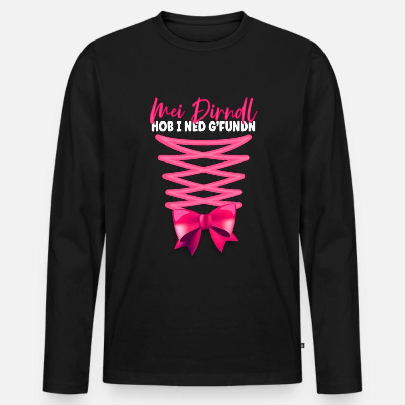 Mei Dirndl Hob I Ned Gfundn - Männer Premium Bio Langarmshirt - Schwarz