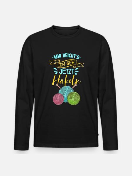 Häkeln - Männer Premium Bio Langarmshirt - Schwarz