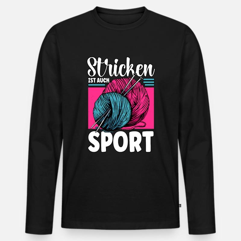 Häkeln - Männer Premium Bio Langarmshirt - Schwarz
