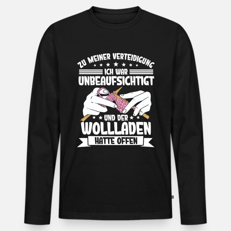 Häkeln - Männer Premium Bio Langarmshirt - Schwarz