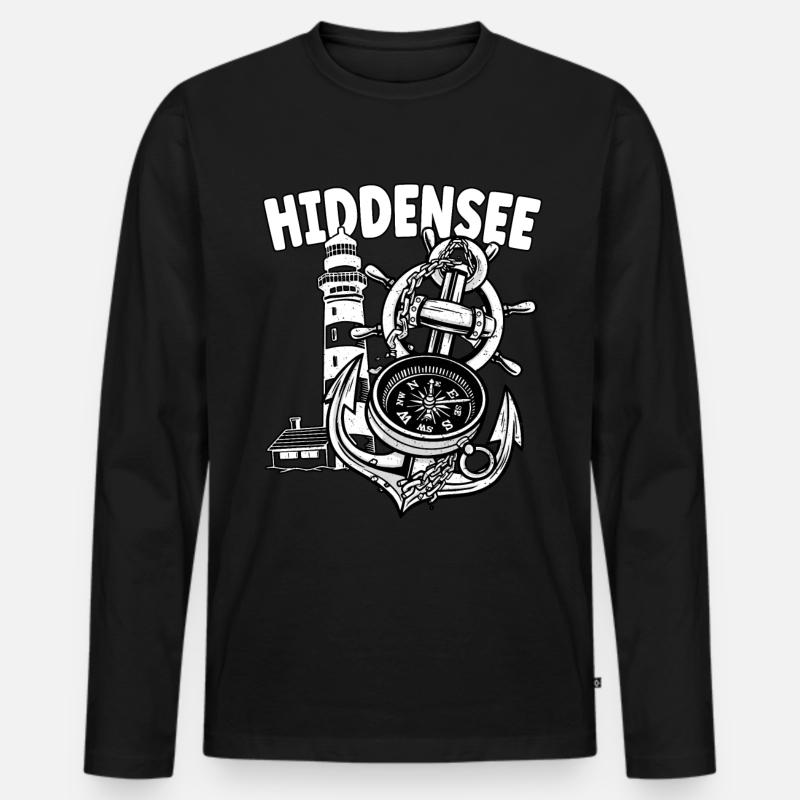 Hiddensee - Männer Premium Bio Langarmshirt - Schwarz