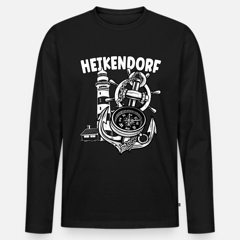 Heikendorf - Männer Premium Bio Langarmshirt - Schwarz