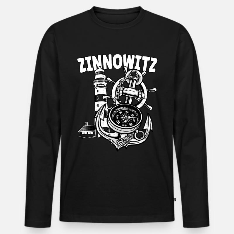 Zinnowitz - Männer Premium Bio Langarmshirt - Schwarz
