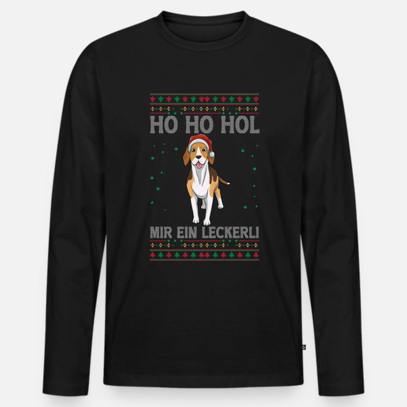 Beagle Weihnachten - Männer Premium Bio Langarmshirt - Schwarz