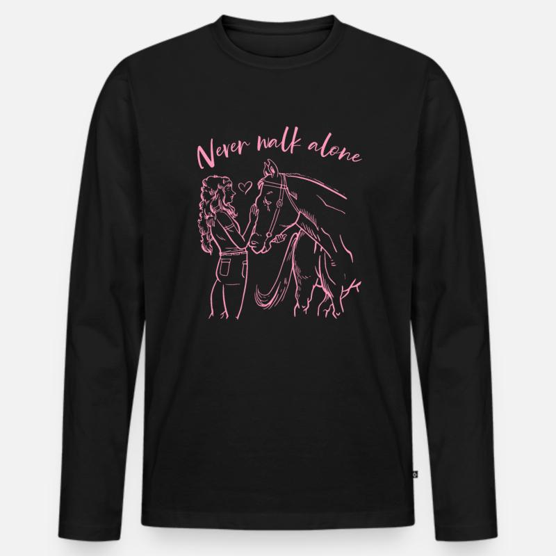 Never Walk Alone Pferde - Männer Premium Bio Langarmshirt - Schwarz