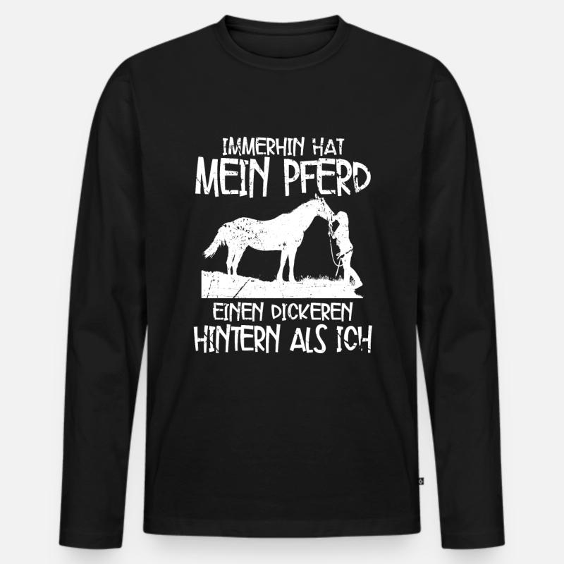 Pferde - Männer Premium Bio Langarmshirt - Schwarz