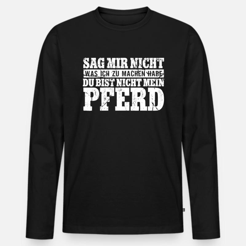 Pferde - Männer Premium Bio Langarmshirt - Schwarz