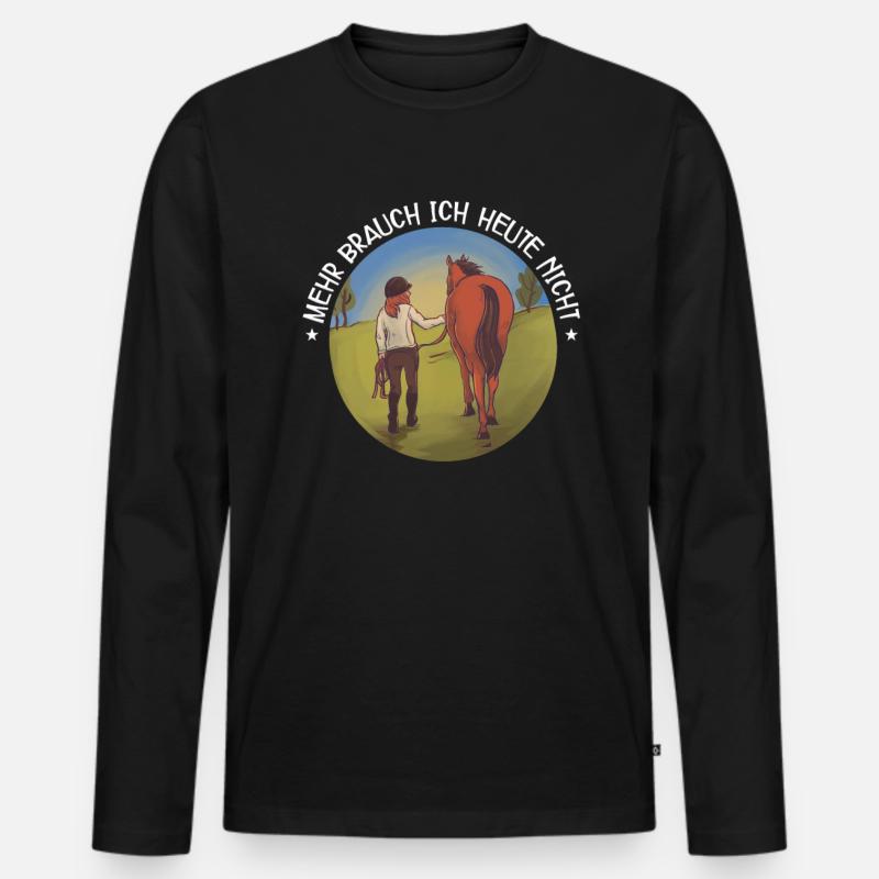 Pferde - Männer Premium Bio Langarmshirt - Schwarz