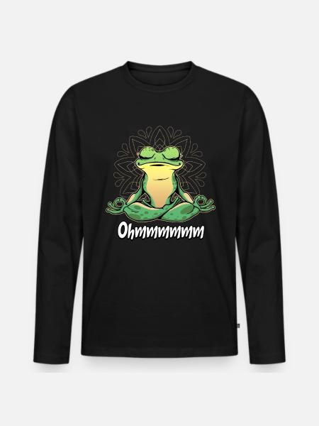 Yoga Frosch - Männer Premium Bio Langarmshirt - Schwarz