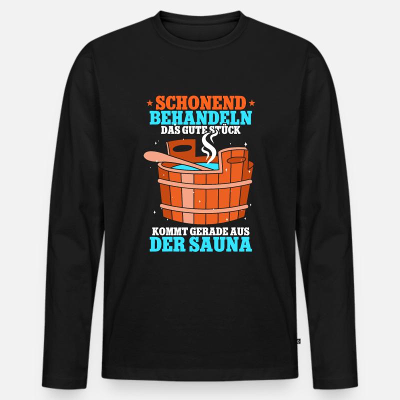 Sauna - Männer Premium Bio Langarmshirt - Schwarz