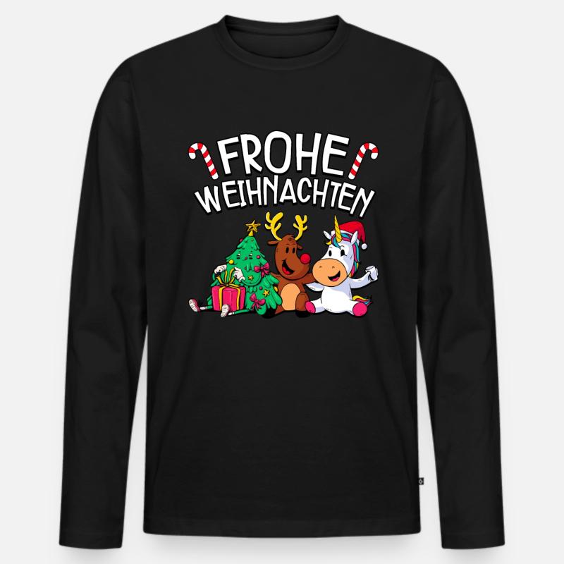 Frohe Weihnachten - Männer Premium Bio Langarmshirt - Schwarz