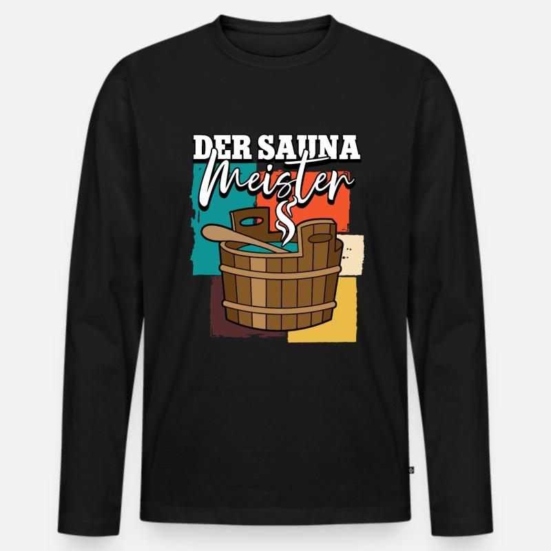 Sauna - Männer Premium Bio Langarmshirt - Schwarz