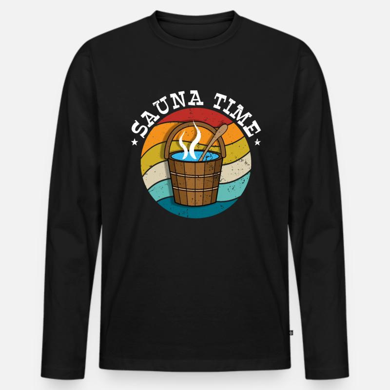 Sauna - Männer Premium Bio Langarmshirt - Schwarz